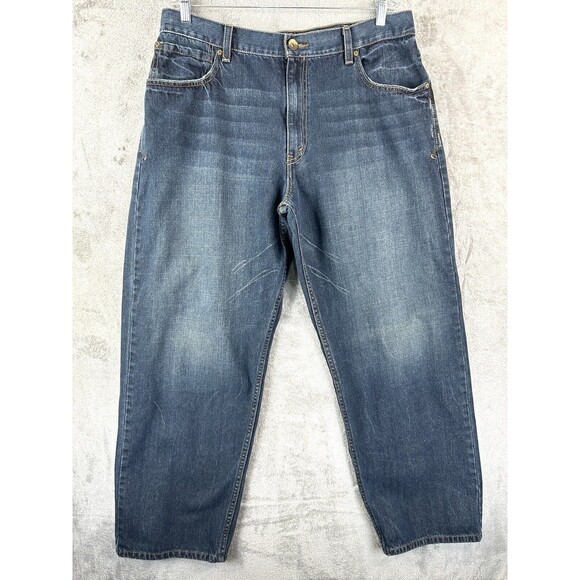 Vtg Levi's Silvertab Baggy Jeans Men's Y2K Size 38 Wide Leg Dark Wash - Picture 1 of 8